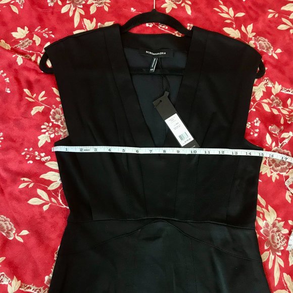 *NWT* BCBGMaxAzria Black Cap-Sleeve V-Neck A-Line Dress - Size XXS - Picture 12 of 15